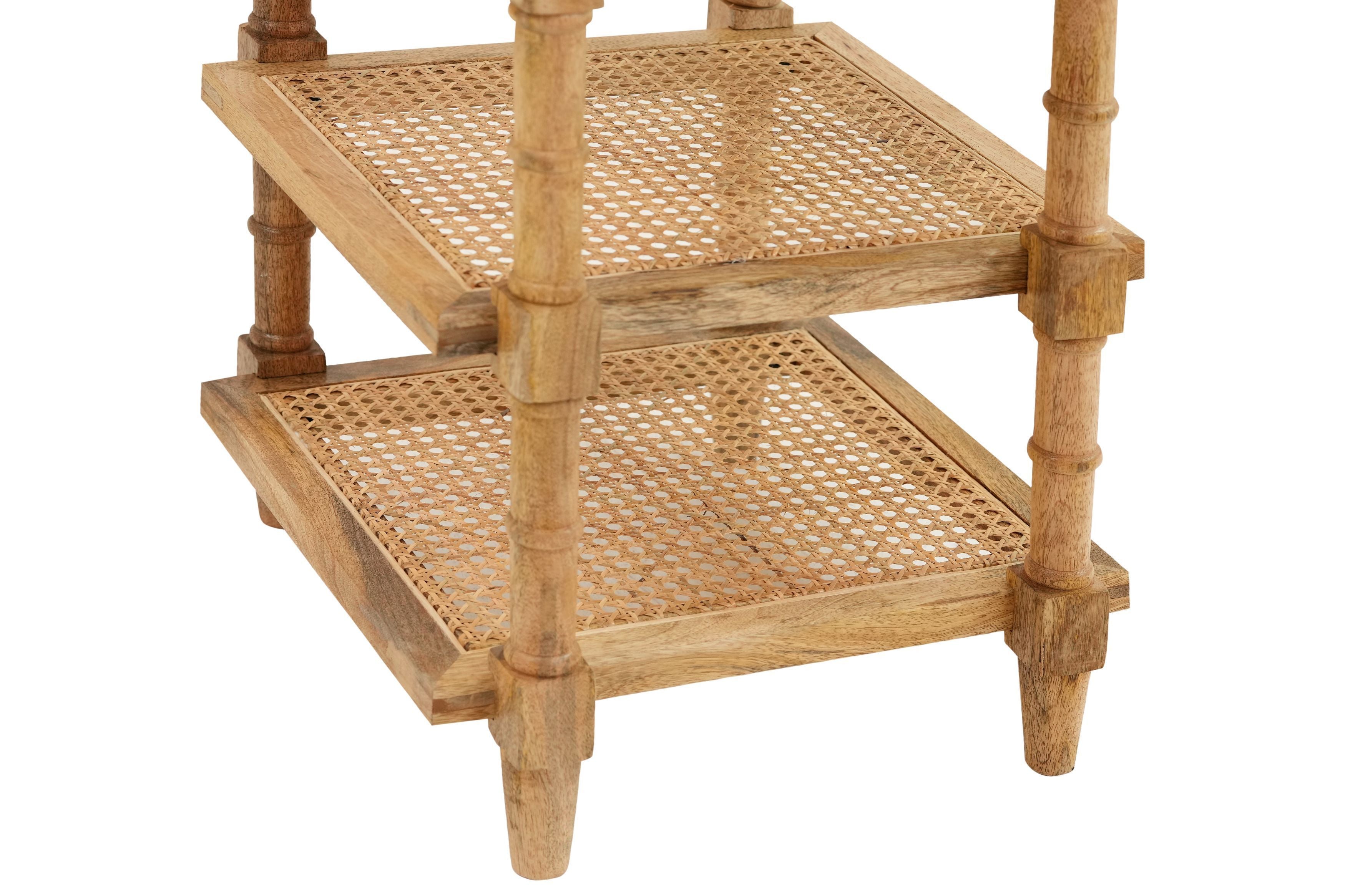 24" Natural Solid Wood End Table With Two Shelves