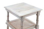 24" Antiqued White Solid Wood End Table With Two Shelves