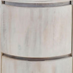 24" White Solid Wood Round Drum End Table With Two Drawers