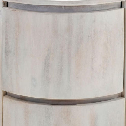 24" White Solid Wood Round Drum End Table With Two Drawers