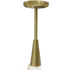 24" Gold and White Metal Round Pedestal End Table
