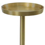24" Gold and White Metal Round Pedestal End Table