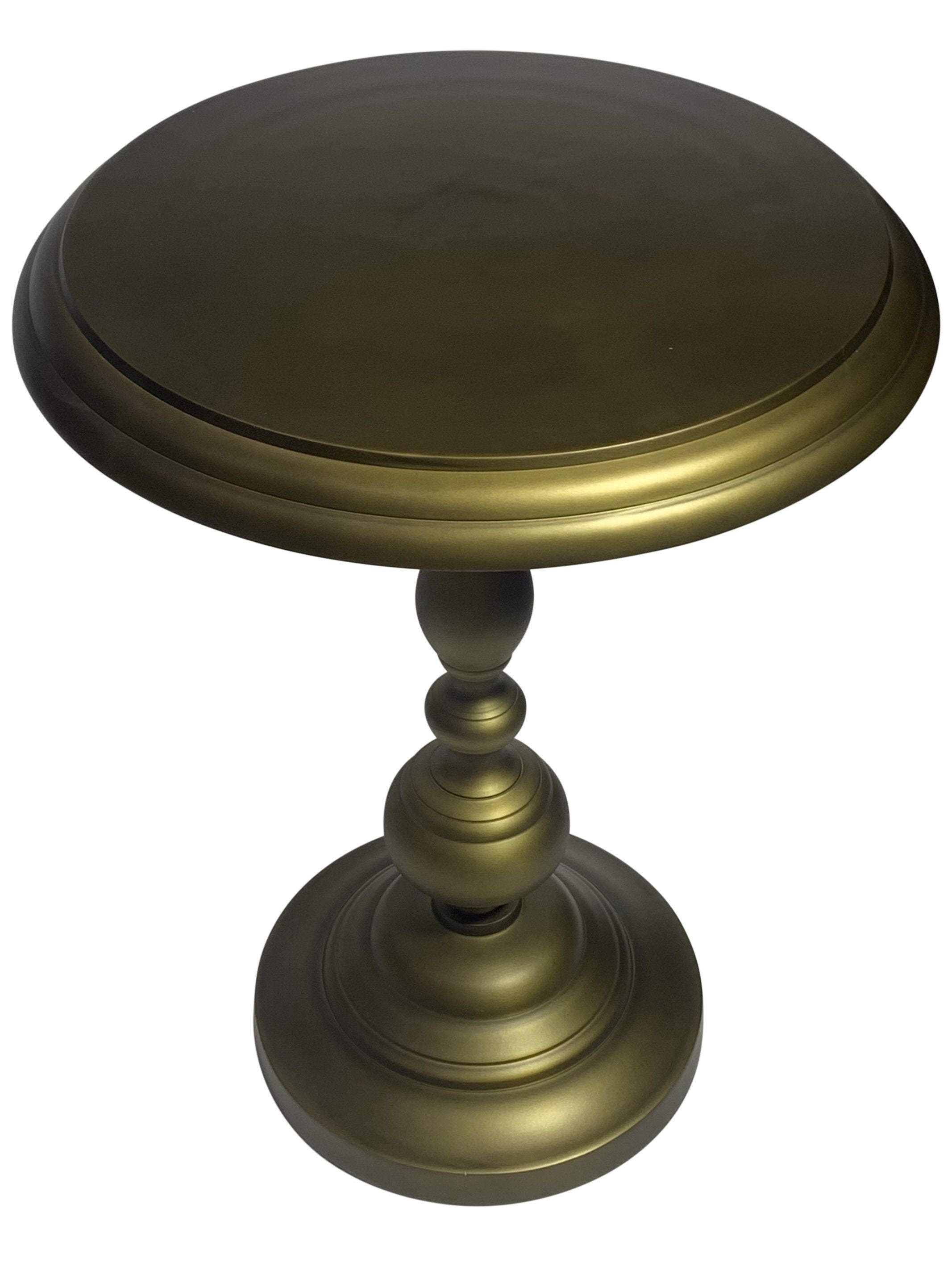 24" Brass Aluminum Round Pedestal End Table