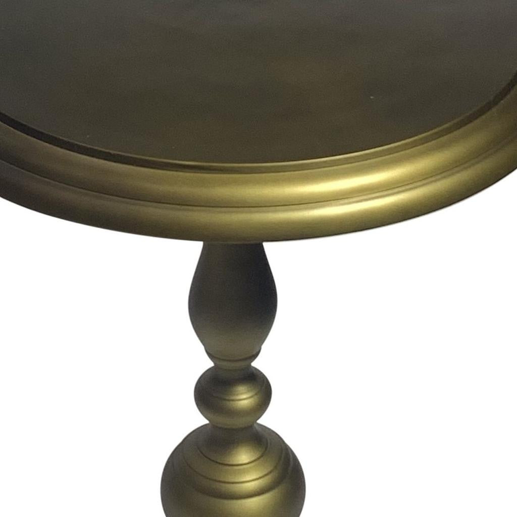 24" Brass Aluminum Round Pedestal End Table