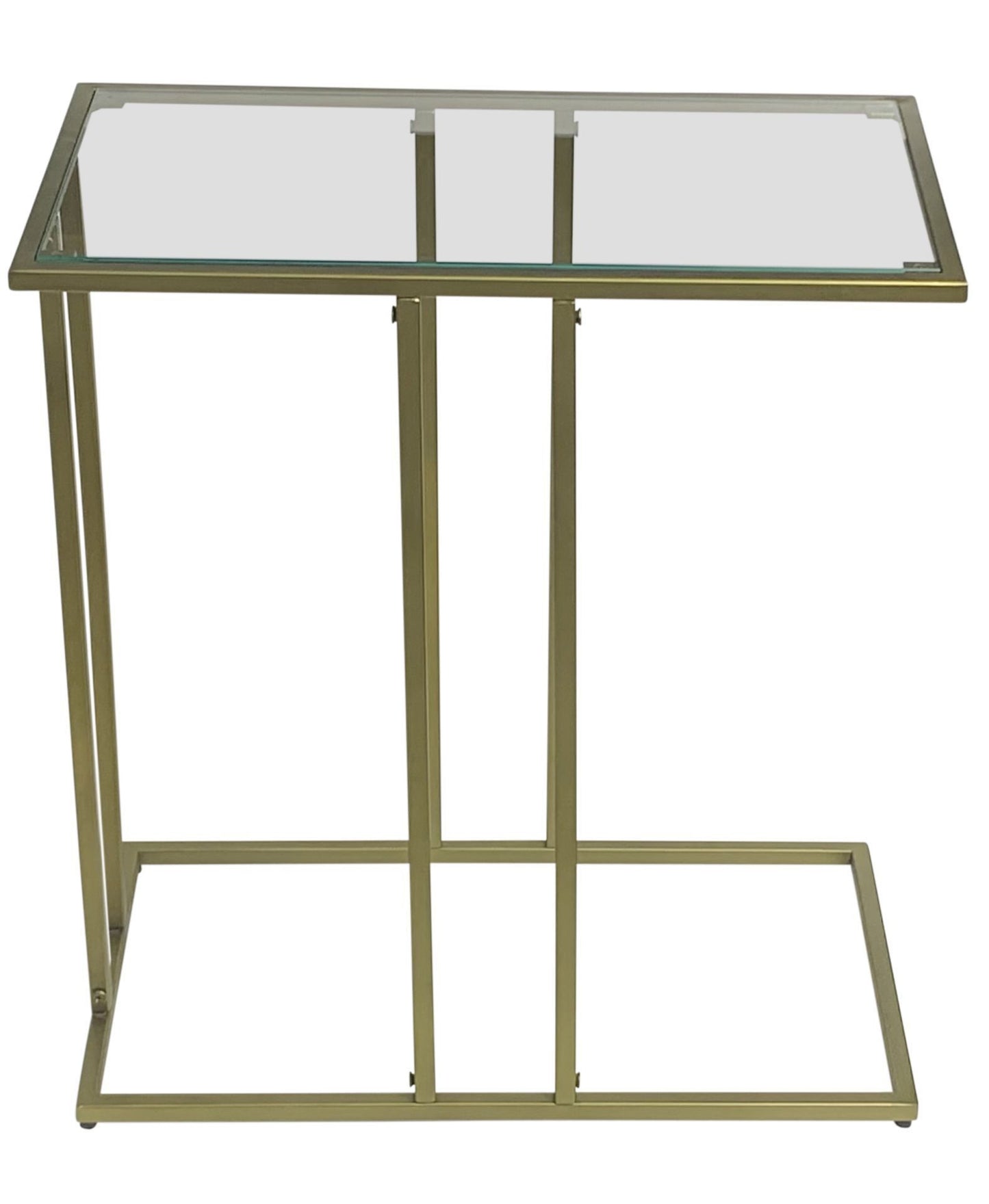 26" Clear and Antiqued Gold Glass and Iron Frame End Table