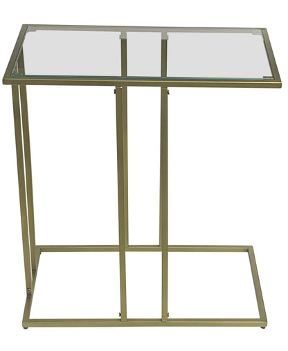 26" Clear and Antiqued Gold Glass and Iron Frame End Table