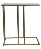 26" Clear and Antiqued Gold Glass and Iron Frame End Table