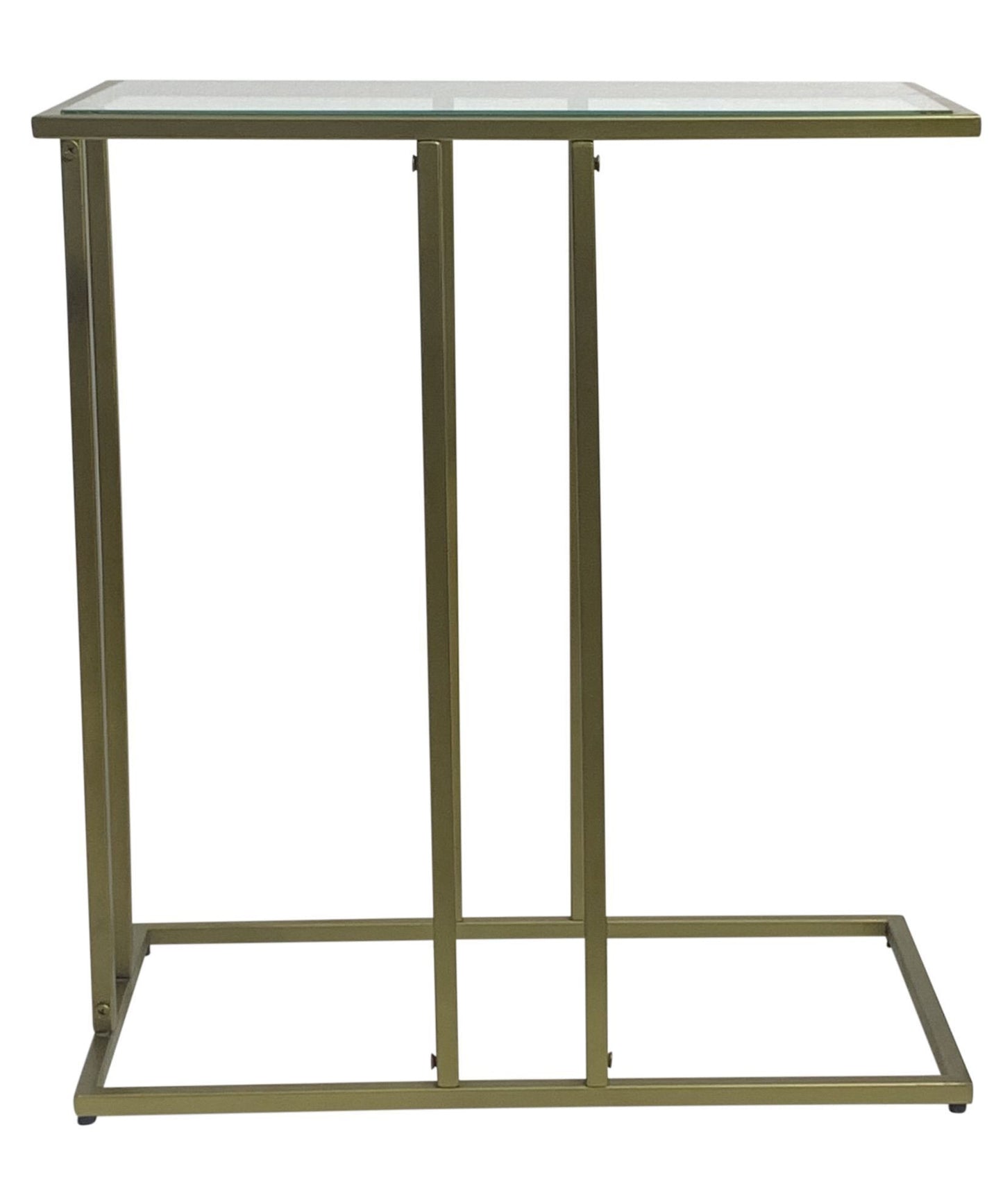 26" Clear and Antiqued Gold Glass and Iron Frame End Table