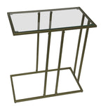26" Clear and Antiqued Gold Glass and Iron Frame End Table