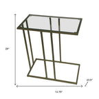 26" Clear and Antiqued Gold Glass and Iron Frame End Table