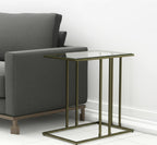 26" Clear and Antiqued Gold Glass and Iron Frame End Table