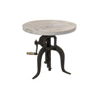 19" Natural and Gunmetal Solid Wood and Iron Height Adjustable Round End Table