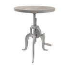 19" White Solid Wood and Iron Height Adjustable Round End Table