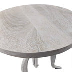 19" White Solid Wood and Iron Height Adjustable Round End Table
