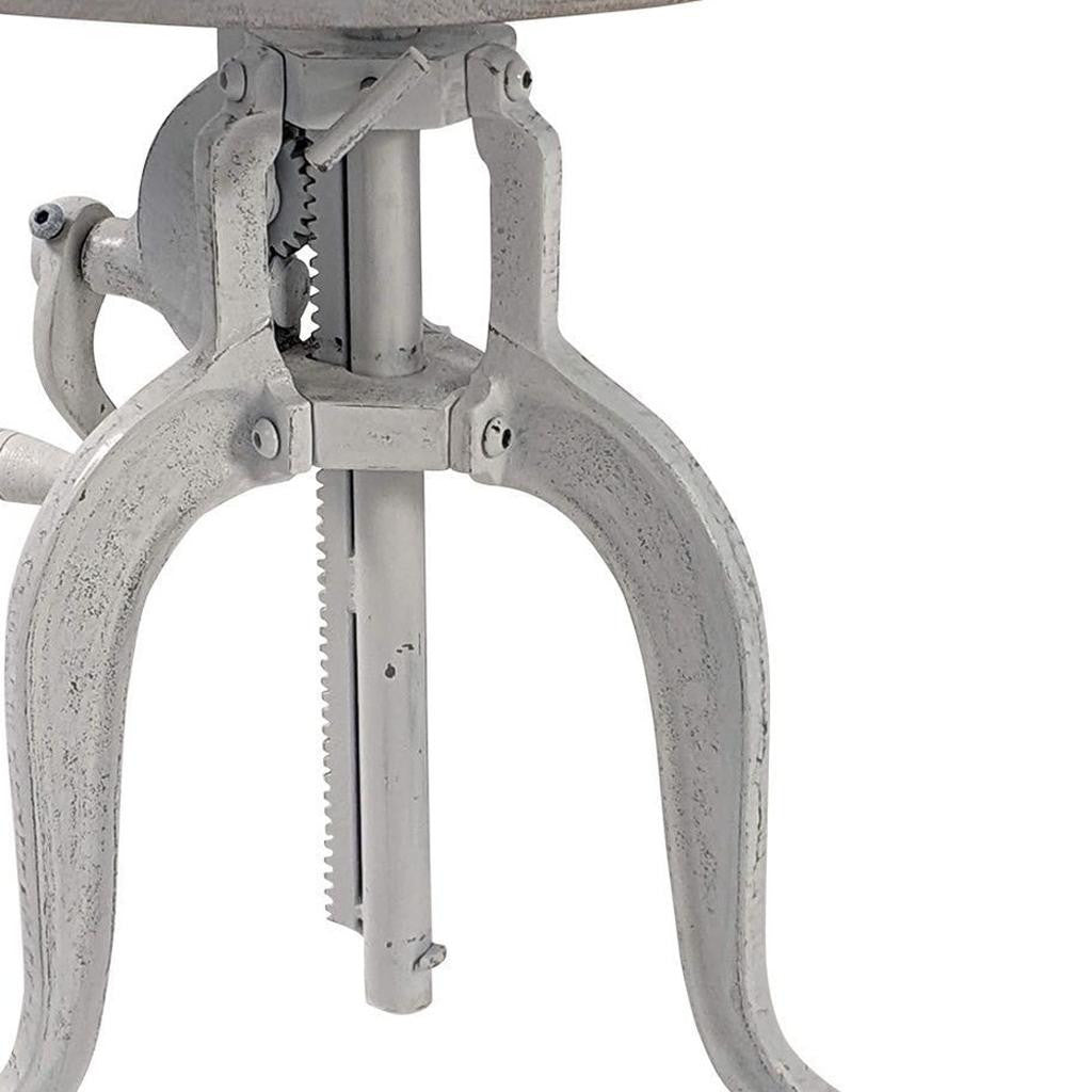 19" White Solid Wood and Iron Height Adjustable Round End Table