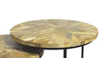 Set of Two Natural and Black Solid Wood and Metal Round Frame Nested Tables