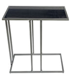 26" Black and Gunmetal Marble and Iron Frame End Table