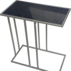 26" Black and Gunmetal Marble and Iron Frame End Table