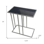 26" Black and Gunmetal Marble and Iron Frame End Table