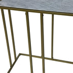 26" White and Antiqued Gold Marble and Iron Frame End Table