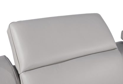 103" Light Gray Italian Leather Reclining USB Sofa