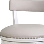26" Gray and White Faux Leather and Solid Wood Low Back Counter Height Swivel Bar Chair
