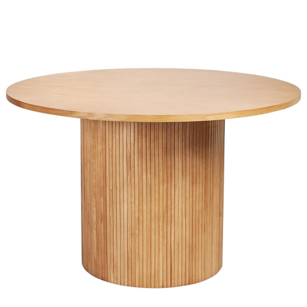 47" Natural Wood Pedestal Base Round Top Dining Table