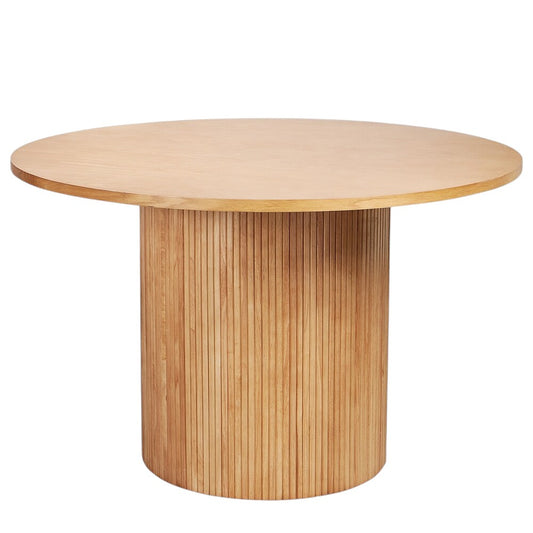 47" Natural Wood Pedestal Base Round Top Dining Table