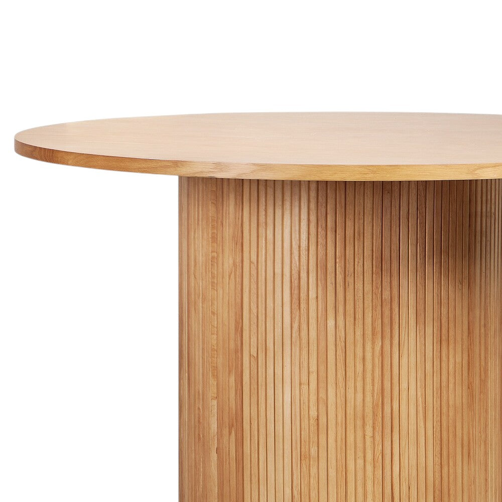 47" Natural Wood Pedestal Base Round Top Dining Table