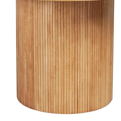 47" Natural Wood Pedestal Base Round Top Dining Table