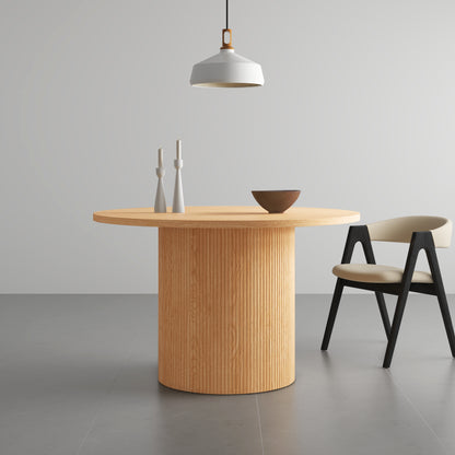 47" Natural Wood Pedestal Base Round Top Dining Table