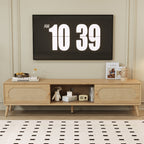 Boho TV Stand For TVs Up To 80'' , Modern Farmhouse Media Console, Entertainment Center With Solid Wood Legs, TV Cabinet For Living Room, Home Theatre