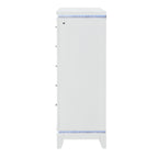 36" White Faux Crystal Glitter Wood Lighted Five Drawer Dresser