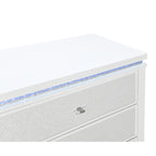 36" White Faux Crystal Glitter Wood Lighted Five Drawer Dresser