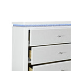36" White Faux Crystal Glitter Wood Lighted Five Drawer Dresser