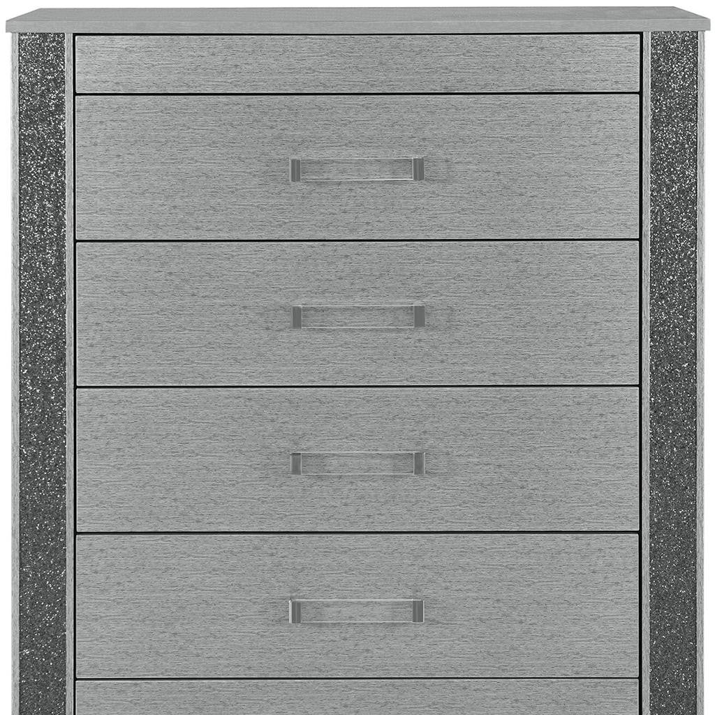 36" Silver Wood Five Drawer Dresser
