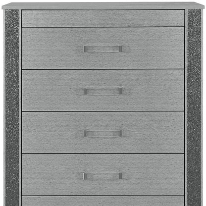 36" Silver Wood Five Drawer Dresser