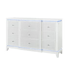 62" White Faux Crystal Glitter Wood Lighted Nine Drawer Triple Dresser