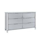 63" Silver Wood Six Drawer Double Dresser