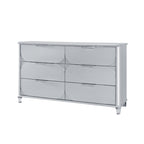 63" Silver Wood Six Drawer Double Dresser