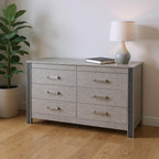 62" Silver Wood Six Drawer Double Dresser