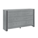 62" Silver Wood Six Drawer Double Dresser