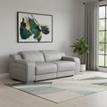 76" Light Gray and Silver Italian Leather Power Reclining Loveseat