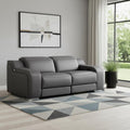76" Dark Gray and Silver Italian Leather Power Reclining Loveseat