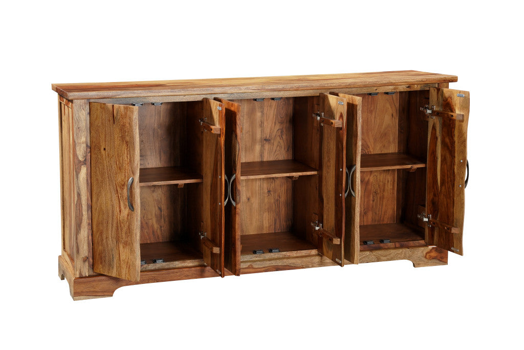 72" Brown Solid Wood Live Edge Sideboard with Six Doors