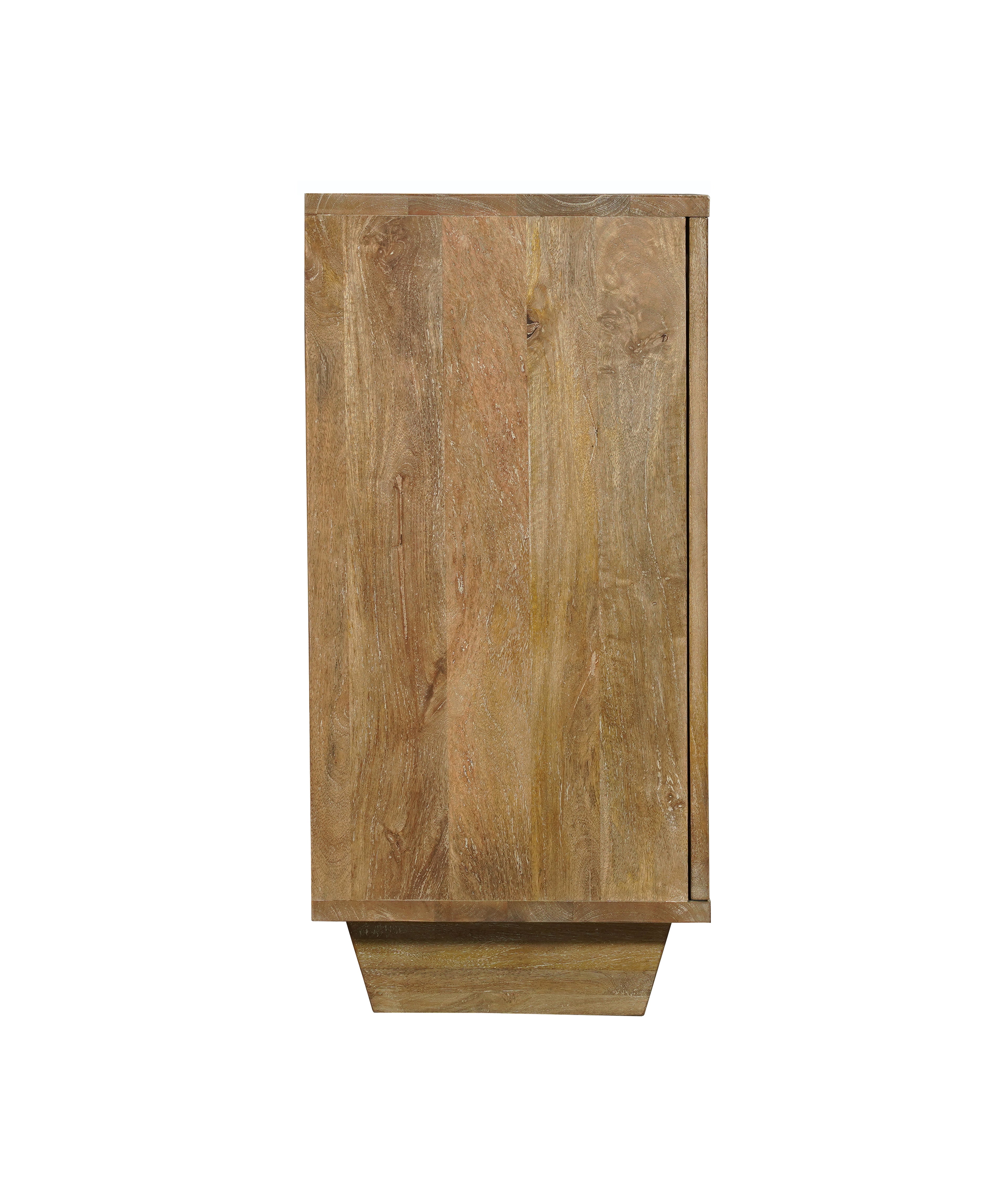 70" Brown Distressed Solid Wood Carved Floral Sideboard with Four Doors