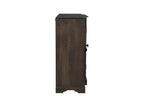 70" Dark Brown Solid Wood Carved Geometric Sideboard with Four Doors