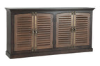 72" Dark Brown Solid Wood Shutter Style Sideboard with Four Doors