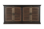 72" Dark Brown Solid Wood Shutter Style Sideboard with Four Doors