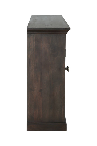 72" Dark Brown Solid Wood Shutter Style Sideboard with Four Doors